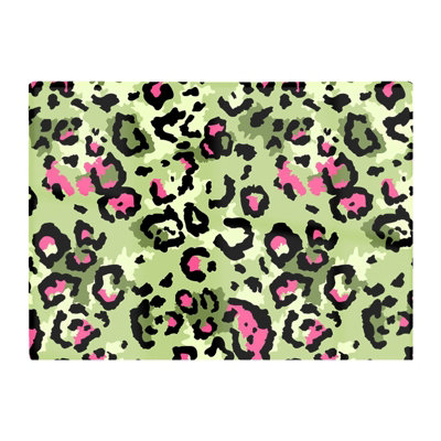 B&Q -  Green And Pink Leopard Print Glass Chopping Board