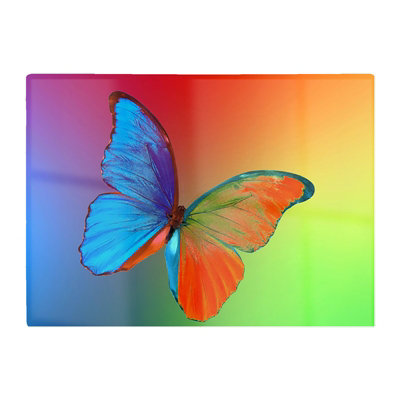 B&Q -  Vibrant Butterfly Glass Chopping Board
