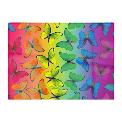 B&Q -  Multicoloured Butterfly Pattern Glass Chopping Board