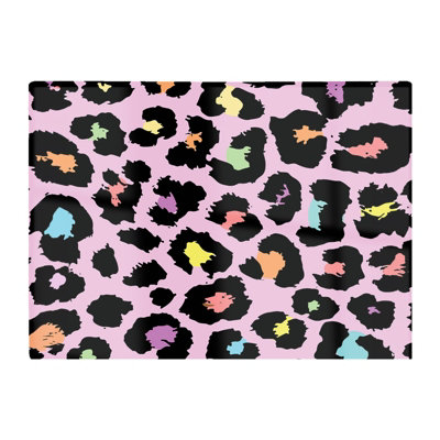 B&Q -  Pink Leopard Print Glass Chopping Board