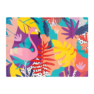 B&Q -  Tropical Flamingoes Glass Chopping Board