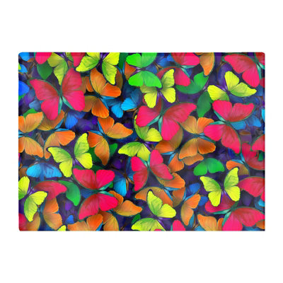 B&Q -  Rainbow Butterflies Glass Chopping Board