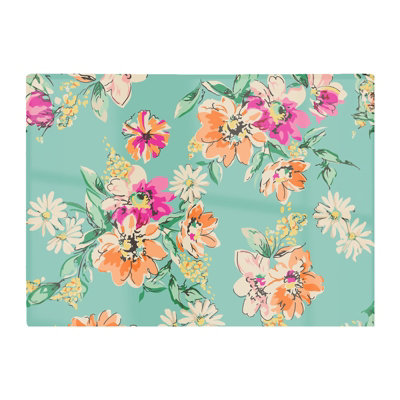 B&Q -  Bright Flower Sketch Glass Chopping Board