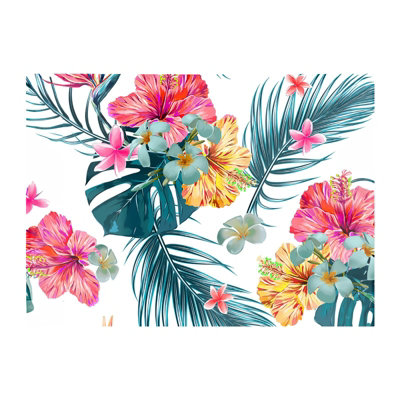 B&Q -  Spring Summer Flowers Glass Chopping Board