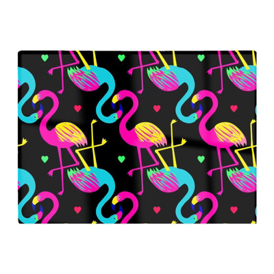 B&Q -  Vivid Flamingo Pattern Glass Chopping Board