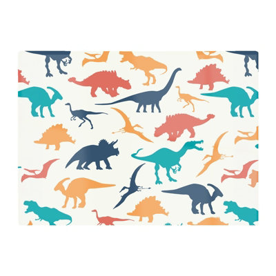 B&Q -  Multicoloured Dinosaurs Glass Chopping Board