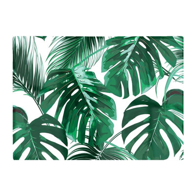 B&Q -  Tropical Jungle Leaf Pattern Glass Chopping Board