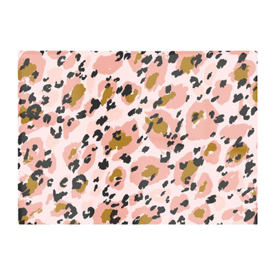 B&Q -  Hand Drawn Pink Leopard Print Glass Chopping Board