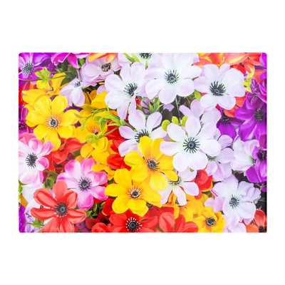 B&Q -  Spring Flowers Glass Chopping Board