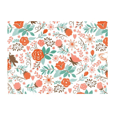 B&Q -  Orange Floral Pattern Glass Chopping Board