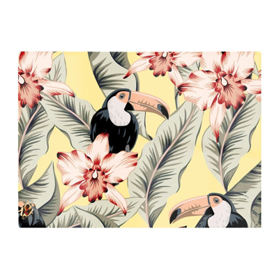 Warren Reed Designer Toucans Orchids And Palm Leaves Glass Chopping Board from B&Q