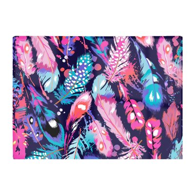 Warren Reed Designer Beautiful Colourful Feathers Glass Chopping Board from B&Q