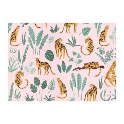B&Q -  Hand Drawn Leopards Glass Chopping Board