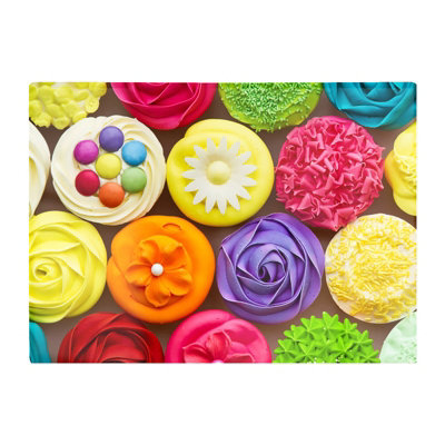 B&Q -  Bright Colourful Cupcakes Glass Chopping Board