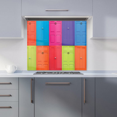 B&Q -  Colourful English Doors Premium Glass Kitchen Splashback W600mm X H600mm