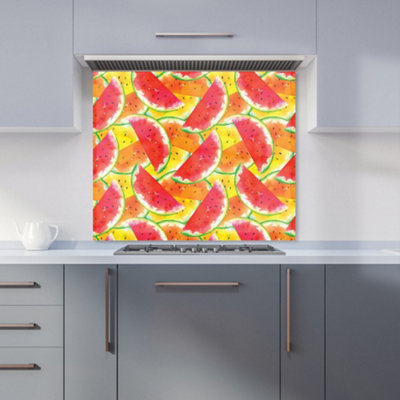 B&Q -  Melon Print Premium Glass Kitchen Splashback W600mm X H650mm
