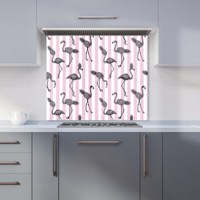 Warren Reed Designer Pineapple Flamingo Premium Glass Kitchen Splashback W600mm X H750mm from B&Q