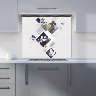 B&Q -  Abstract Botanical Premium Glass Kitchen Splashback W600mm X H750mm