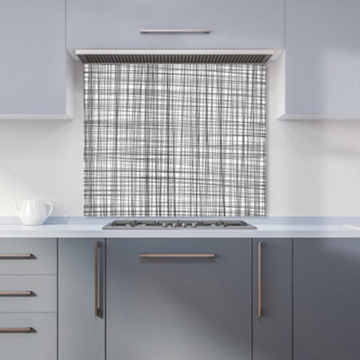 Warren Reed Designer Monochrome Pencil Scribble Premium Glass Kitchen Splashback W600mm X H750mm from B&Q