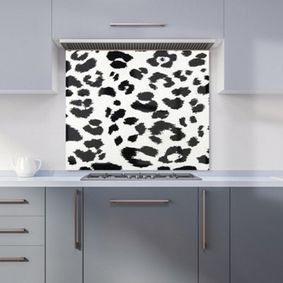 B&Q -  Black Leopard Print Premium Glass Kitchen Splashback W700mm X H650mm