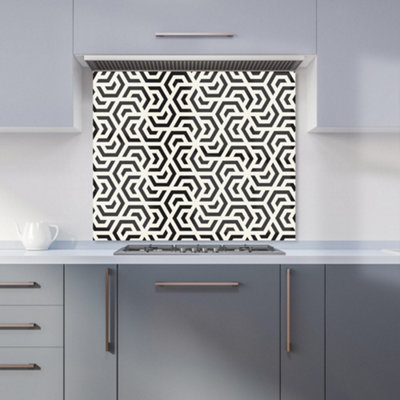 B&Q -  Hexagonal Geometric Pattern Premium Glass Kitchen Splashback W600mm X H600mm