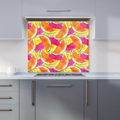 B&Q -  Watermelon Design Premium Glass Kitchen Splashback W600mm X H650mm