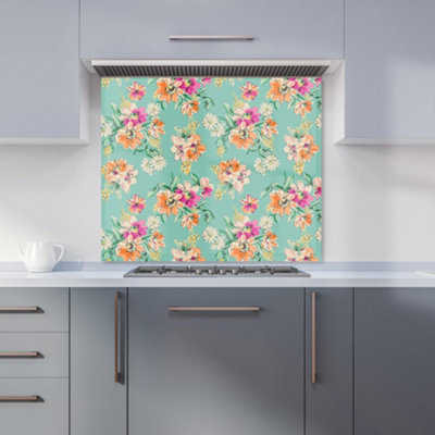 Warren Reed Designer Bright Flower Sketch Premium Glass Kitchen Splashback W600mm X H650mm from B&Q