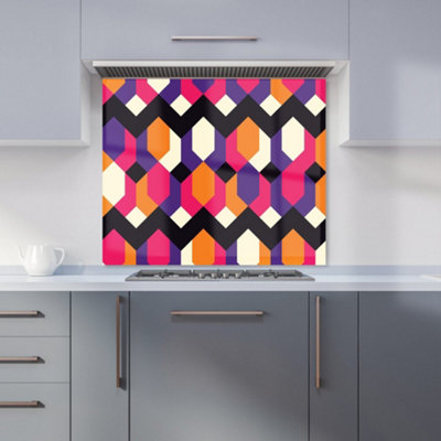 B&Q -  Coloured Abstract Pattern Premium Glass Kitchen Splashback W900mm X H750mm
