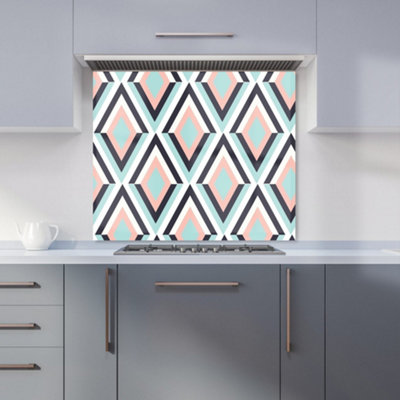 B&Q -  Zig Zag Abstract Pattern Premium Glass Kitchen Splashback W900mm X H750mm