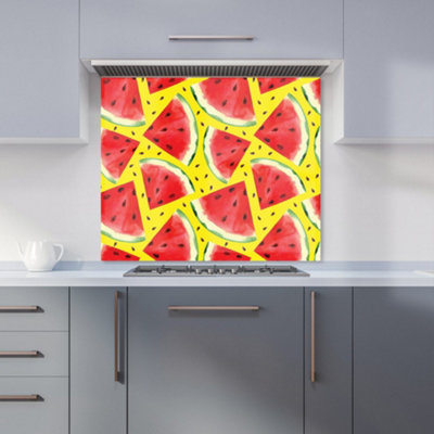 B&Q -  Watermelon Pattern Premium Glass Kitchen Splashback W600mm X H650mm