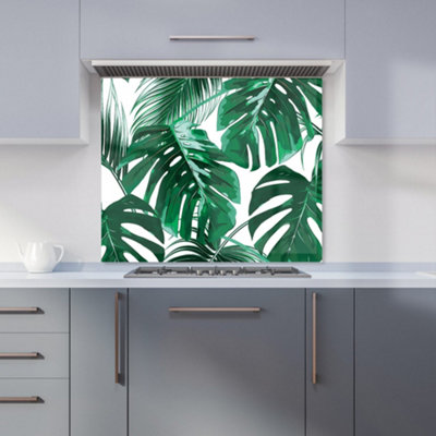 B&Q -  Tropical Jungle Leaf Pattern Premium Glass Kitchen Splashback W600mm X H750mm