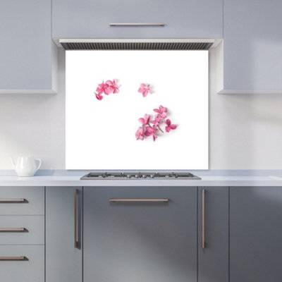 B&Q -  Pink Frangipani Flowers Premium Glass Kitchen Splashback W900mm X H750mm