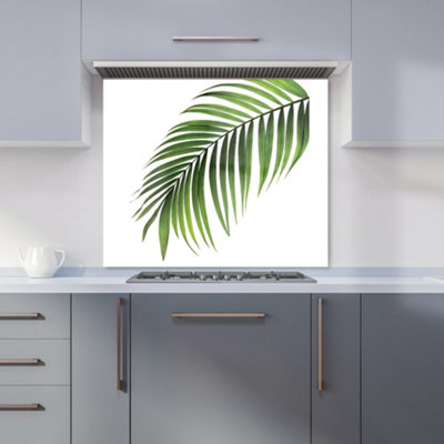 B&Q -  Single Palm Leaf Premium Glass Kitchen Splashback W600mm X H600mm