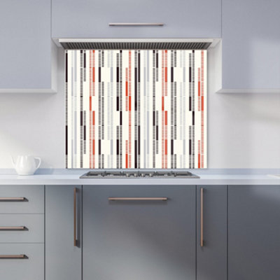 B&Q -  Dashed Stroke Pattern Premium Glass Kitchen Splashback W600mm X H750mm