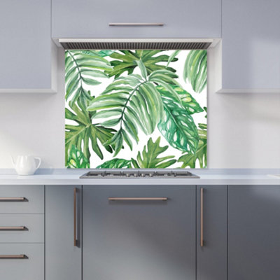 B&Q -  Exotic Rainforest Leaves Premium Glass Kitchen Splashback W600mm X H600mm