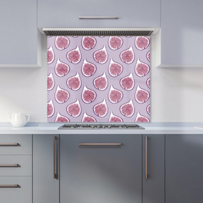 B&Q -  Modern Fig Pattern Premium Glass Kitchen Splashback W600mm X H750mm