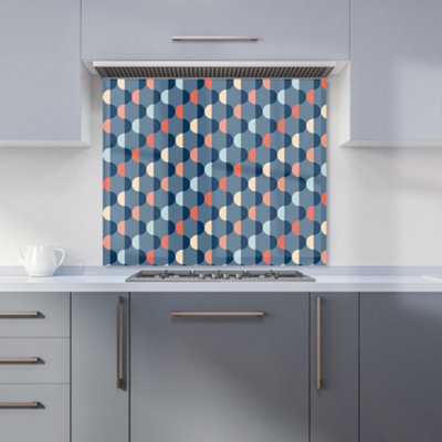 B&Q -  Geometric Pattern Premium Glass Kitchen Splashback W600mm X H600mm