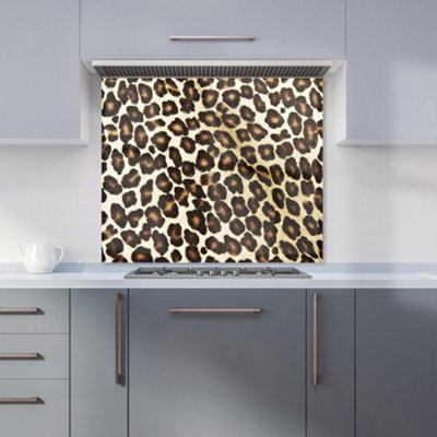 B&Q -  Leopard Hide Print Premium Glass Kitchen Splashback W600mm X H750mm