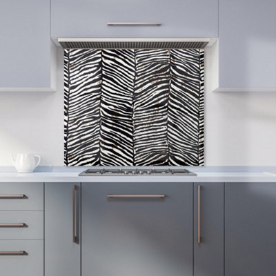 B&Q -  Zebra Pattern Premium Glass Kitchen Splashback W600mm X H750mm