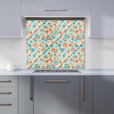B&Q -  Retro Stripes And Circles Premium Glass Kitchen Splashback W600mm X H750mm
