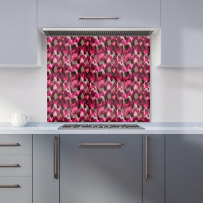 B&Q -  Modern Pink Animal Print Premium Glass Kitchen Splashback W900mm X H650mm