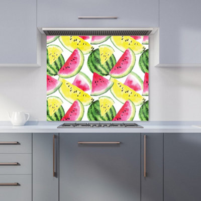 B&Q -  Colourful Melon Pattern Premium Glass Kitchen Splashback W900mm X H750mm