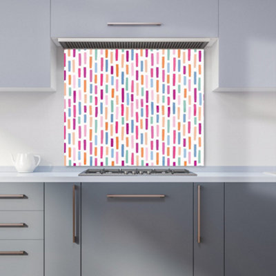 B&Q -  Vertical Abstract Brush Pattern Premium Glass Kitchen Splashback W600mm X H750mm