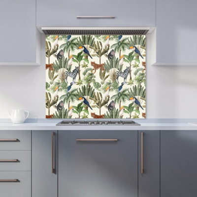 B&Q -  Exotic Trees And Animals Premium Glass Kitchen Splashback W600mm X H600mm