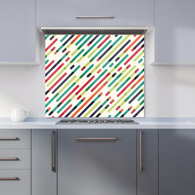 Warren Reed Designer Coloured Diagonal Abstract Pattern Premium Glass Kitchen Splashback W600mm X H600mm from B&Q