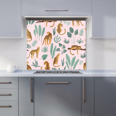 B&Q -  Hand Drawn Leopards Premium Glass Kitchen Splashback W600mm X H750mm