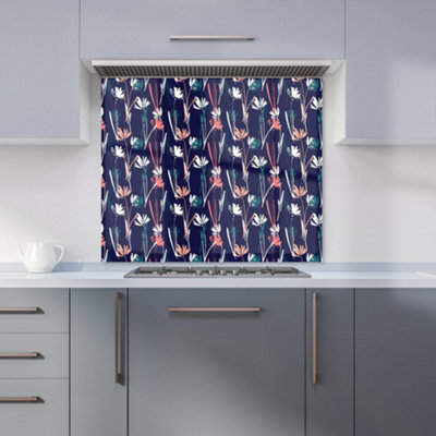 B&Q -  Hand Drawn Wild Flowers Premium Glass Kitchen Splashback W900mm X H750mm