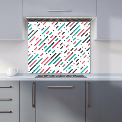 Warren Reed Designer Overlapping Coloured Diagonal Lines Premium Glass Kitchen Splashback W600mm X H750mm from B&Q