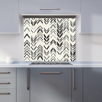 B&Q -  Hand Drawn Chevron Pattern Premium Glass Kitchen Splashback W900mm X H650mm