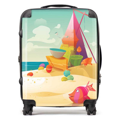 Warren Reed Designer Fish On A Beach Holiday SuitcaseLarge from B&Q